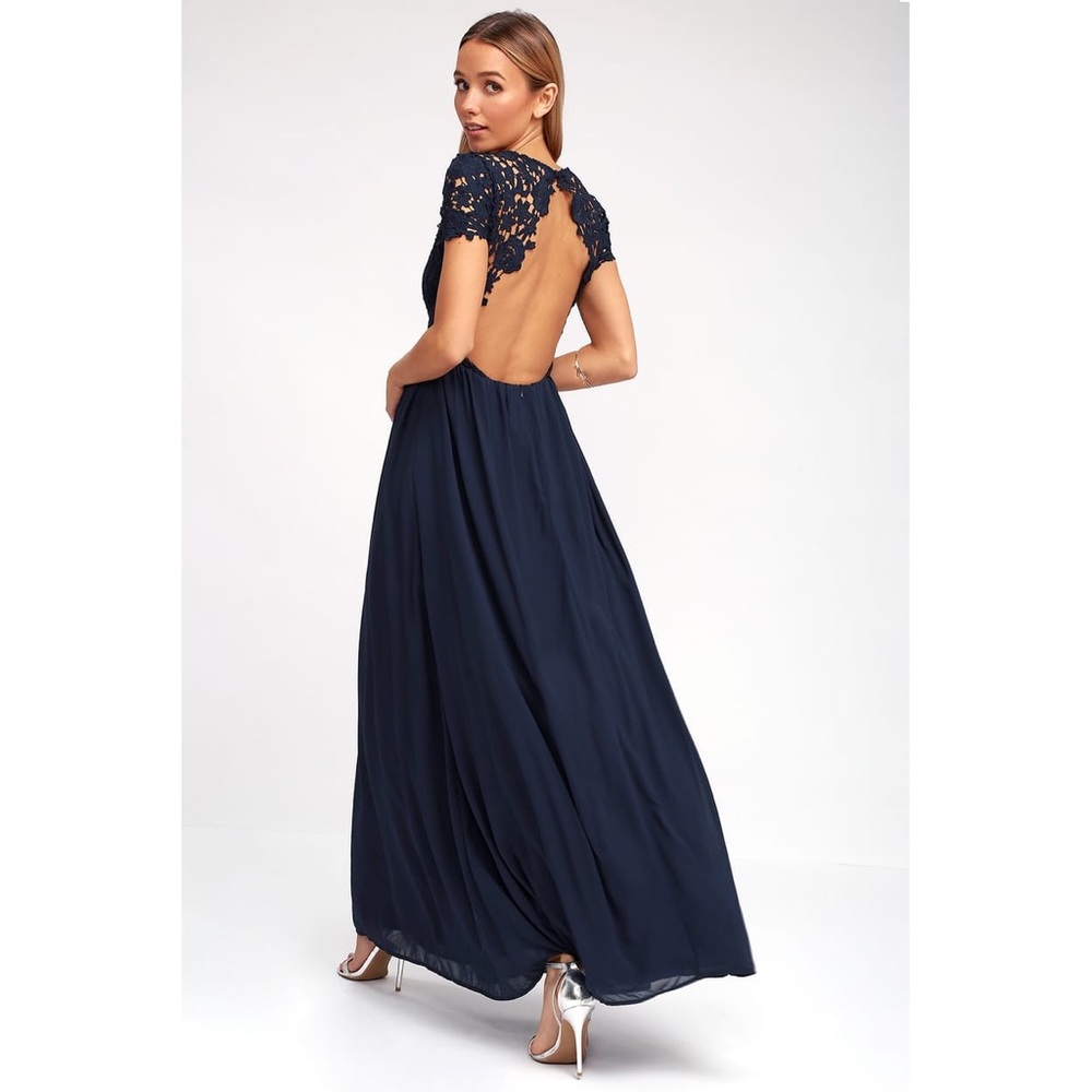 Lulu’s The Greatest Navy Blue Lace Maxi Dress